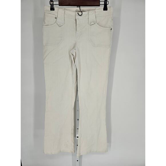 Younique Women's White Ribbed Mid-Rise Straight Leg Pants Size 11 - Picture 1 of 5